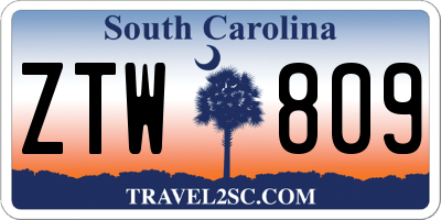 SC license plate ZTW809