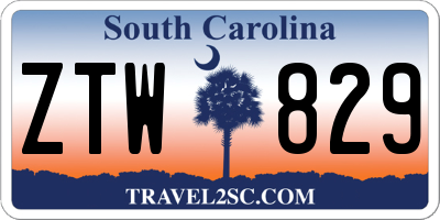 SC license plate ZTW829