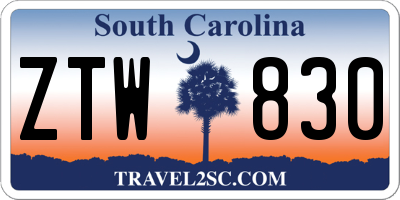 SC license plate ZTW830