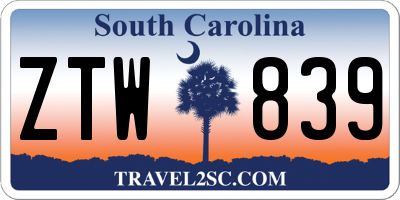 SC license plate ZTW839