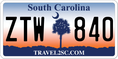 SC license plate ZTW840