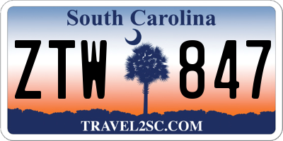 SC license plate ZTW847