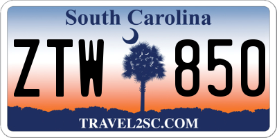 SC license plate ZTW850