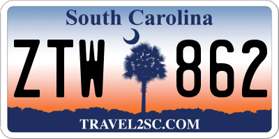 SC license plate ZTW862