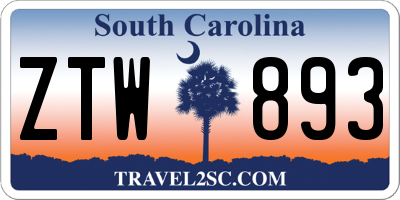 SC license plate ZTW893