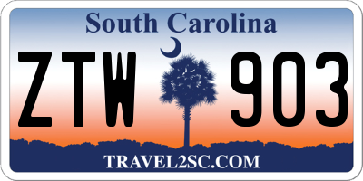 SC license plate ZTW903