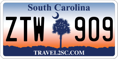 SC license plate ZTW909