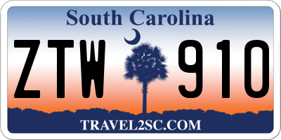 SC license plate ZTW910