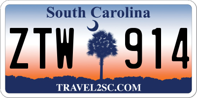 SC license plate ZTW914