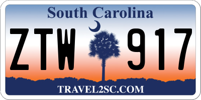 SC license plate ZTW917