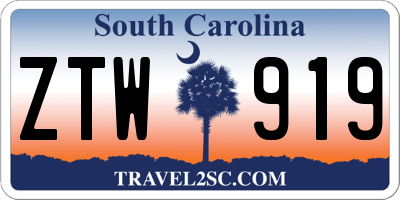 SC license plate ZTW919