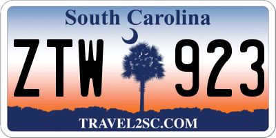 SC license plate ZTW923