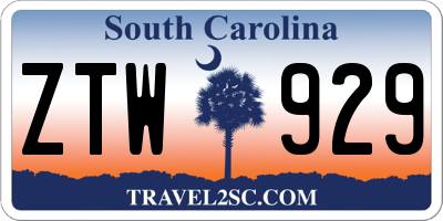 SC license plate ZTW929