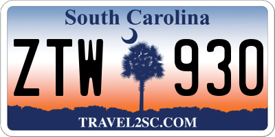 SC license plate ZTW930
