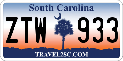 SC license plate ZTW933