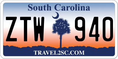 SC license plate ZTW940