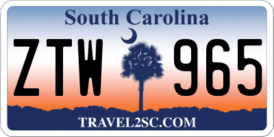 SC license plate ZTW965