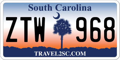 SC license plate ZTW968