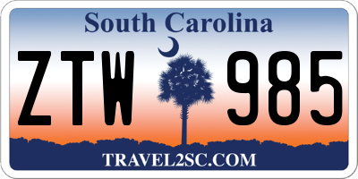 SC license plate ZTW985