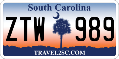 SC license plate ZTW989
