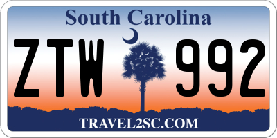 SC license plate ZTW992