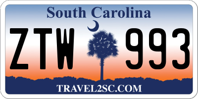 SC license plate ZTW993