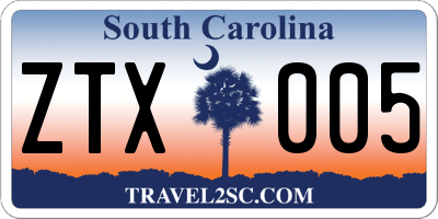 SC license plate ZTX005