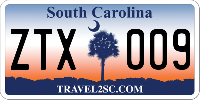 SC license plate ZTX009