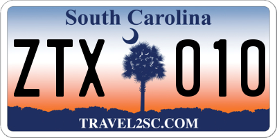 SC license plate ZTX010