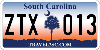 SC license plate ZTX013