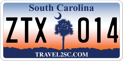 SC license plate ZTX014