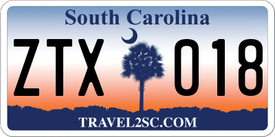 SC license plate ZTX018