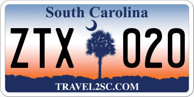 SC license plate ZTX020