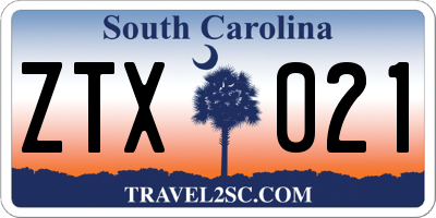 SC license plate ZTX021