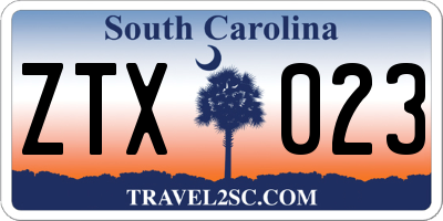SC license plate ZTX023