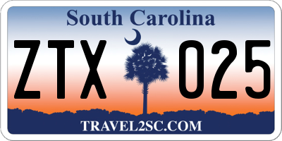 SC license plate ZTX025