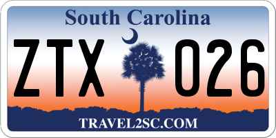 SC license plate ZTX026