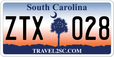 SC license plate ZTX028