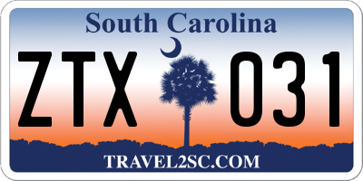 SC license plate ZTX031