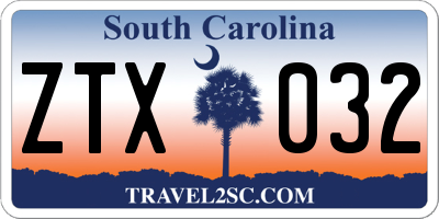 SC license plate ZTX032