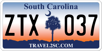 SC license plate ZTX037