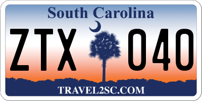 SC license plate ZTX040