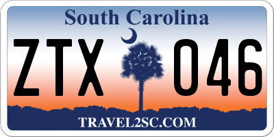 SC license plate ZTX046