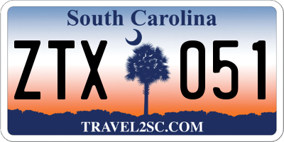 SC license plate ZTX051