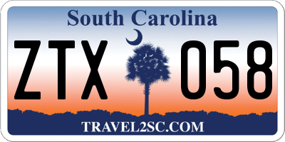 SC license plate ZTX058