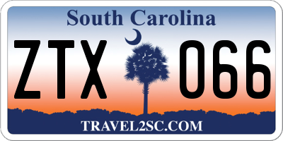 SC license plate ZTX066