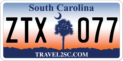 SC license plate ZTX077