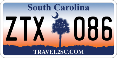 SC license plate ZTX086