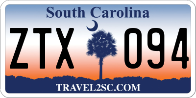 SC license plate ZTX094