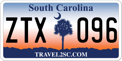 SC license plate ZTX096